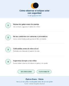 Gafas homologadas para el eclipse solar en Óptica Diana Dénia